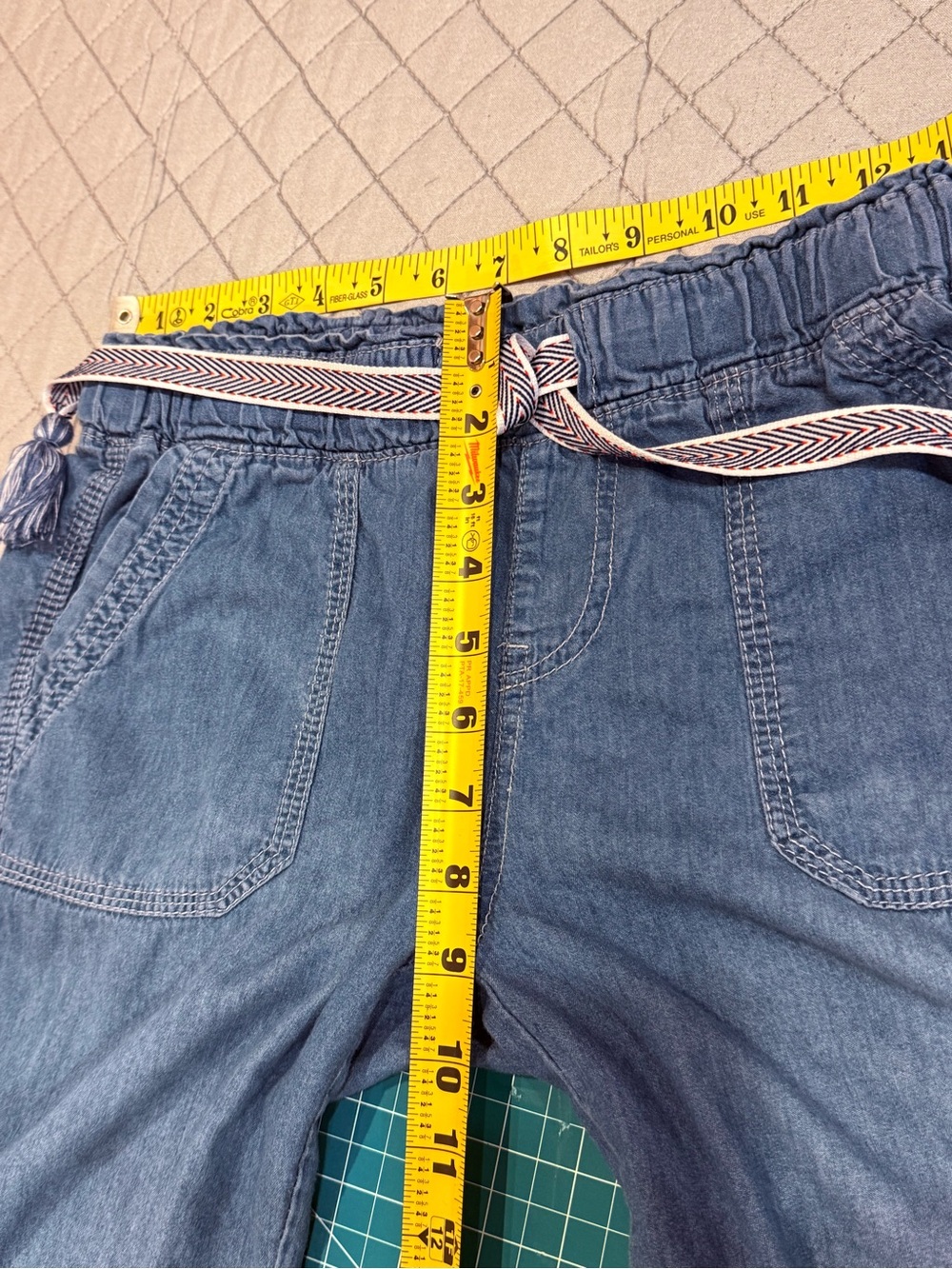 Rewash Chambray Wide Leg Pants S Pull On Drawstring Frayed Hem - Picture 7 of 10